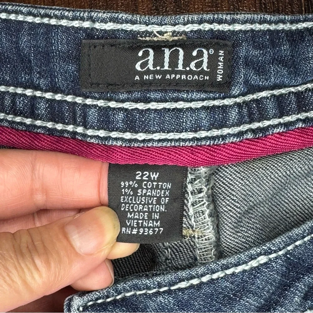 A.N.A A New Approach Classic Denim Women's Boot Cut Jeans Bejeweled Buttons 22W - Picture 6 of 16